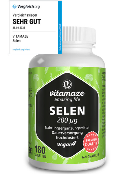 Selenium 200 µg high strength, 180 vegan tablets