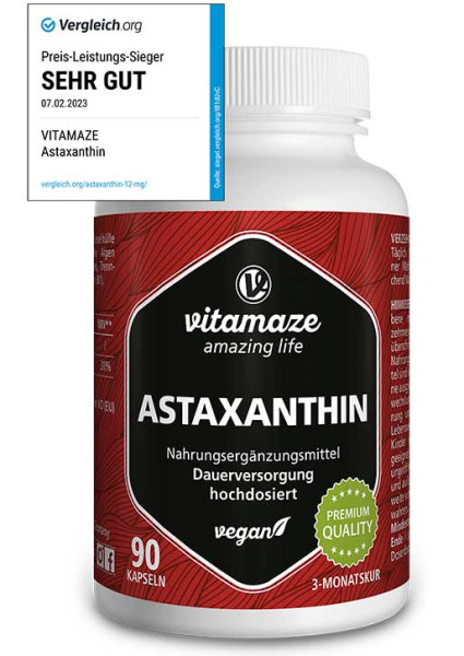 Natürliches Astaxanthin 4 mg, 90 vegane Kapseln