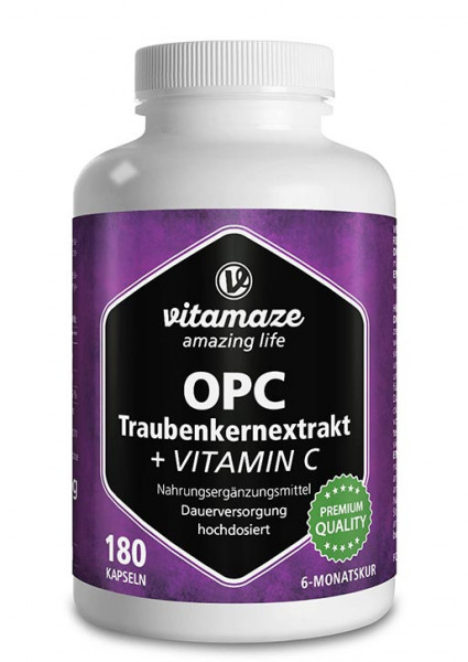 OPC grape seed extract high strength + vitamin C, 180 capsules