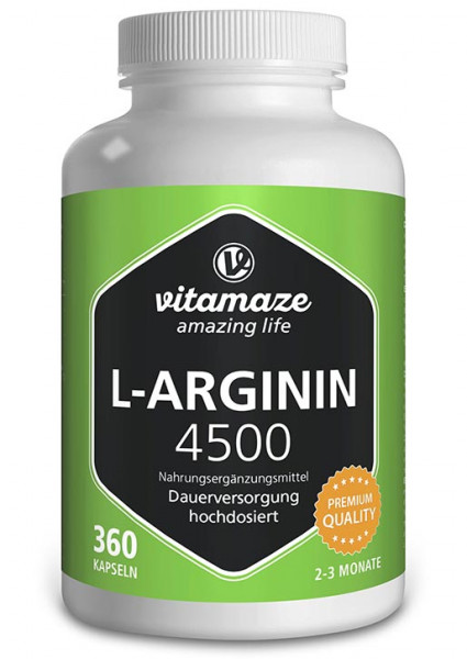 L-Arginin 4.500 hochdosiert, 360 Kapseln