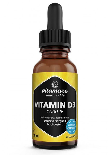 Vitamin D3 Tropfen 1.000 IE hochdosiert & vegetarisch, 50 ml