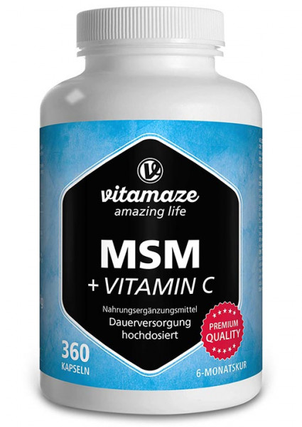 MSM hochdosiert + Vitamin C, 360 Kapseln