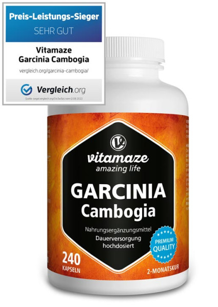 Garcinia Cambogia hochdosiert + Cholin, 240 Kapseln