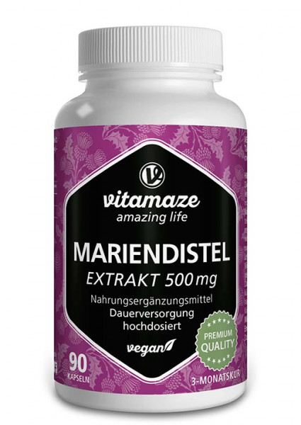 Mariendistel Extrakt 500 mg, 90 vegane Kapseln
