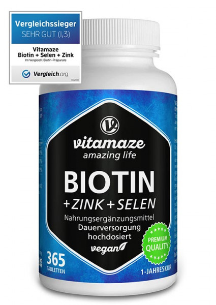Biotin high strength + zinc + selenium, 365 vegan tablets