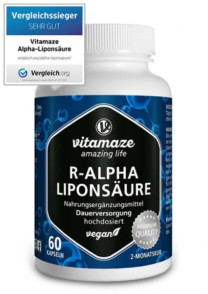 R-alpha-lipoic acid 200 mg, 60 vegan capsules