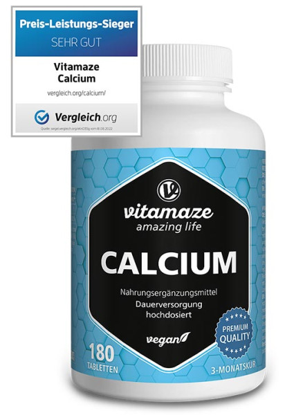Calcium 400 mg hochdosiert, 180 vegane Tabletten