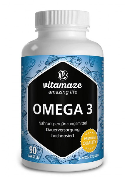 Omega 3 1.000 mg Fischöl hochdosiert, 90 Kapseln